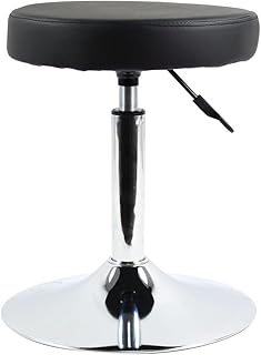 FURWOO PU Leather Round Barber Shop Stool Height Adjustable Swivel Workshop Barber Shop Home Kitchen Short Bar Stools without Backrest Stool (Black)