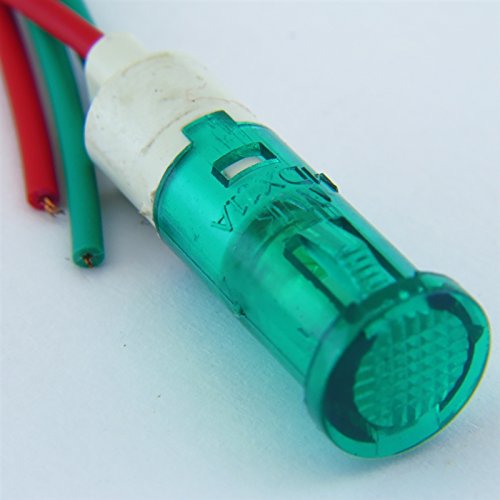 (10) Yuco YC-9WPM-5G-24-N-10 Miniature Indicator Light 9mm Flat Round Cap AC/DC Green 24V
