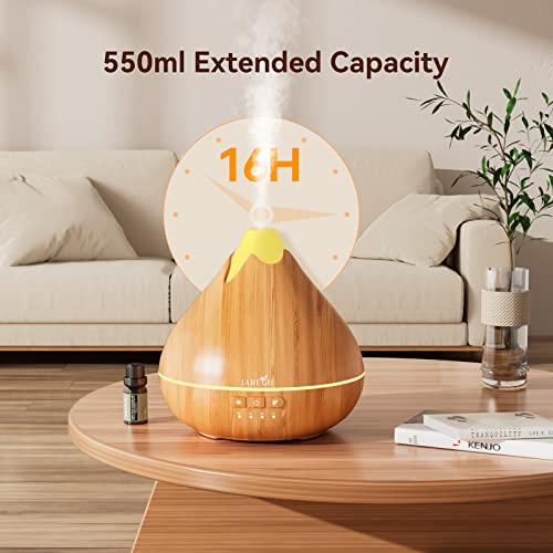 Essential Oil Diffusers With Top 10 Oils Gift Set, 550Ml Aroma Diffuser, Ultrasonic Cool Mist Aromatherapy Diffuser Waterless Auto Shut-Off For Home Office 4 Timers 15 Colors (Yellow) #TOP4