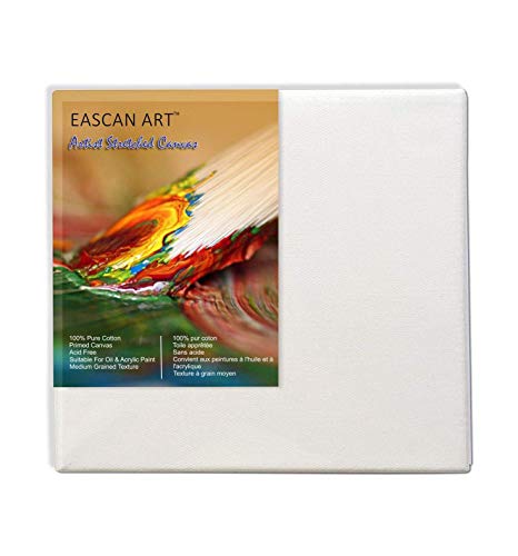 Image of Painting Drawing and Sketch Accessories Cotton Medium Grain Primed Stretched Painting Canvas 10 Oz (Size 14 x 16, Pack of 2)
