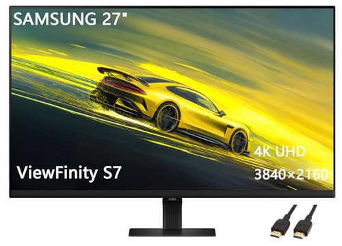 Image of Samsung 27 inch ViewFinity S7 Series 4K UHD Monitor, Multiple Ports, Easy Setup Stand, Advanced Eye Care, Black, with HDMI Cable