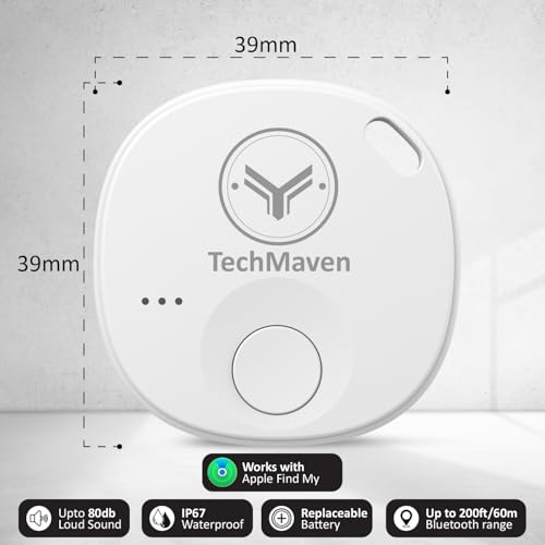 Image of AeroTag for iOS | Find My Network with Inbuilt Alert System | Anti-Theft /Anti-Lost Modes | No SIM Bluetooth Device | Tracking Device Keys, Wallet, Bag | 1 Year Battery Life - White
