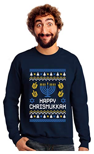 Tstars Happy Chrismukkah Ugly Hanukkah Sweater for Men Christmas Jewish Holiday Chanukah Sweaters