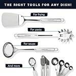 Home Hero 54-Piece Stainless Steel Kitchen Utensils Set - Heat-Resistant Nonstick Silicone & Stainless Steel Cooking Utensils - Complete Tools with Slotted Spoon & Pasta Spoon - Pack of 54, Silver - Image 4