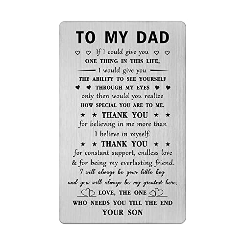 Mataly Dad Fathers Day Birthday Gifts from Son - I WILL ALWAYS BE YOUR LITTLE BOY - Dad Gifts Wallet Card for Christmas, Valentines