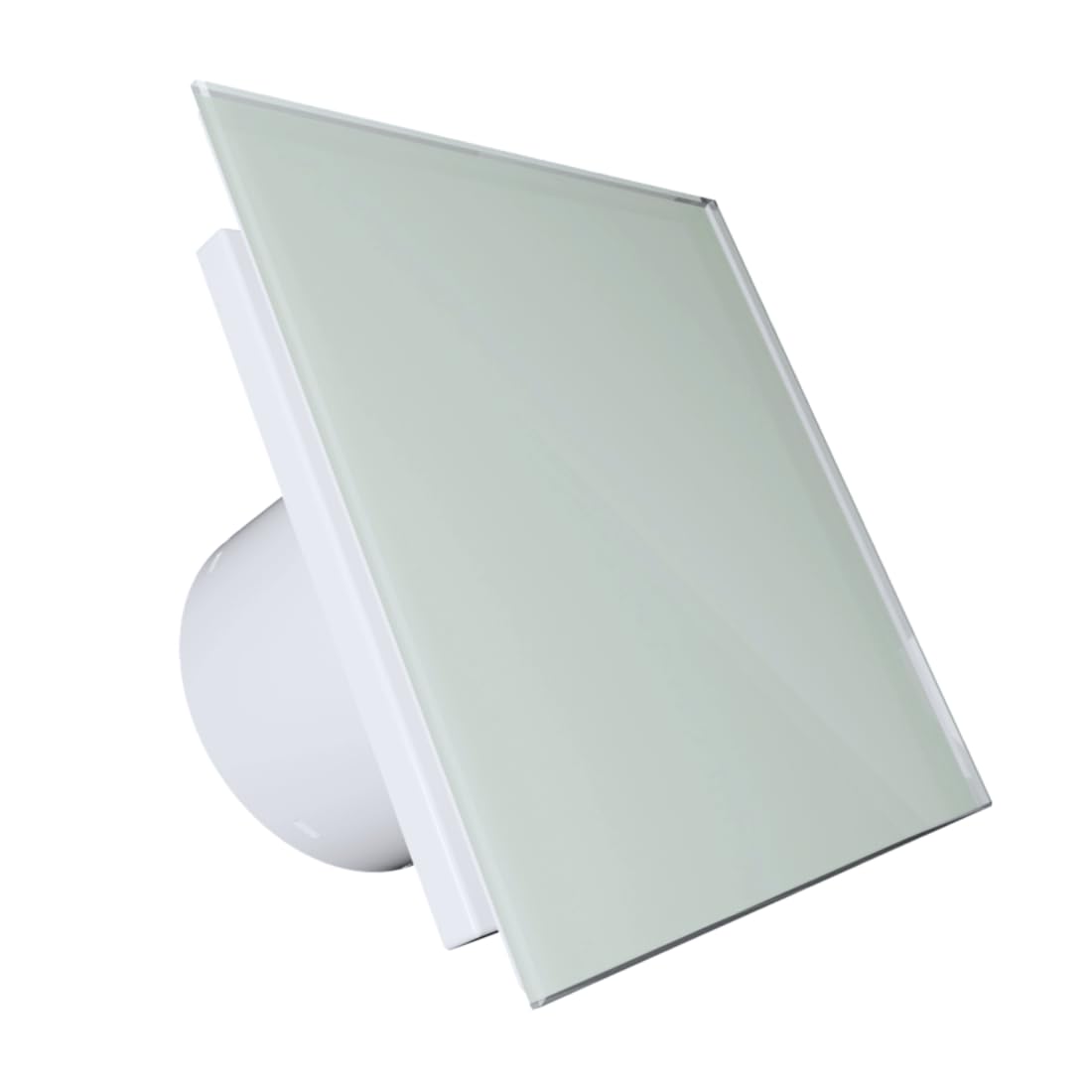 Vlano Badlüfter EOS 125 H WH, mit Feuchtigkeitssensor & Nachlauf, 125 mm, Glasfrontplatte, Rückschlagklappe, Leiser Betrieb, IP 45, LED Hintergrundbeleuchtung, Abluftlüfter Hygro und Nachlauf, weiß