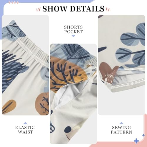 ZZXXB Hedgehog with Leaves Boys Long Pants Soft Trousers Elastic Waist Kids Lounge Bottoms with Pockets S-XL4