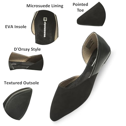 Alpine Swiss Anya Womens D’Orsay Pointed Toe Ballet Flats Dressy Slip On Comfortable Shoes2