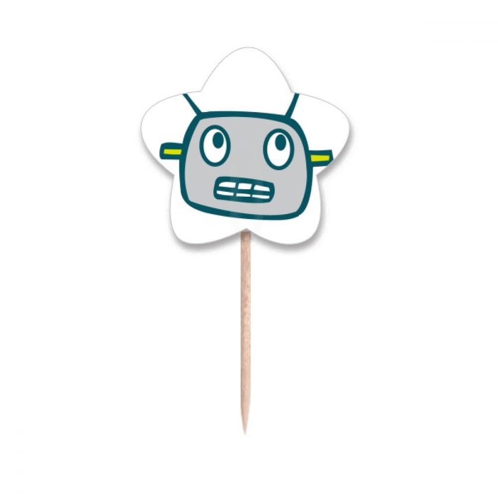 Cure-dents robot gris univers cupcake picks drapeaux étoiles deco