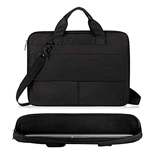 Image of Dynotrek Skid 15.6 inch Laptop Sleeve Case, with Detachual Shoulder Straps Shockproof Cover, Accessory Pocket, Briefcase Computer Hand Bag, Compatible for HP, ASUS, Dell, Acer -Charcoal Black