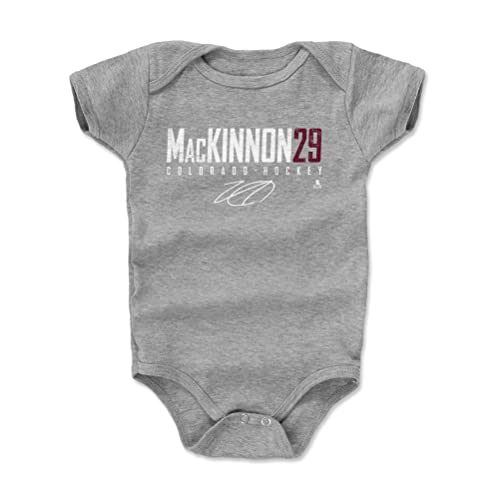 500 LEVEL Nathan MacKinnon Baby Infant One Piece Bodysuit (18-24 Months, Heather Gray) - Nathan MacKinnon Colorado Elite WHT