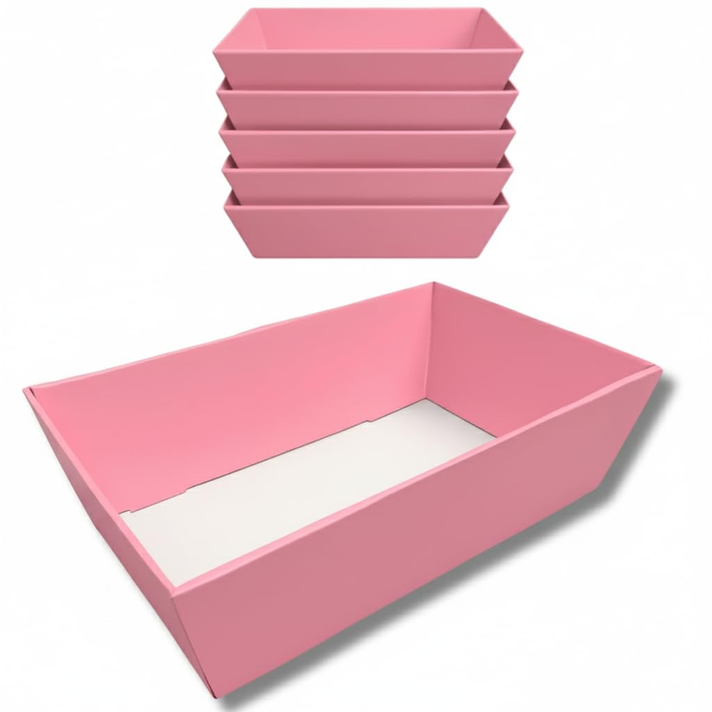 homeshop3000 5 Pack Cardboard Gift Hamper Trays (28x18cm) | Flat-Packed DIY Presentation Baskets for Food Packaging, Christmas, Wedding, and Holiday Gifting.