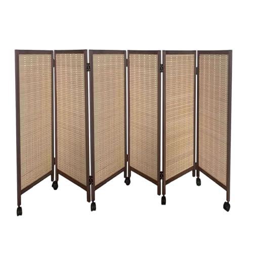 ショートボード折りたたみパーティションスクリーン、独立した木製プライバシーロースクリーン、リビングルームとダイニングルームのエリア分割に最適(120x40cm-6 piece)