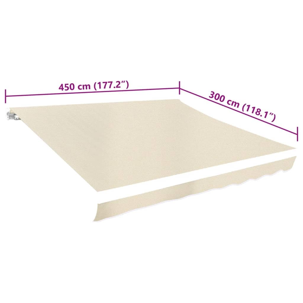 Leasha Toile de Rechange Store Banne avec Lambrequin, Toile Tissu de Remplacement pour Auvent 430x295 cm Crème