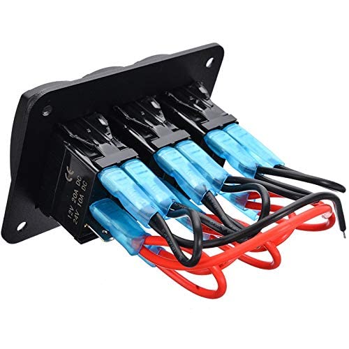 1pc 2 Gang Rocker Switch Panel ON/Off Toggle Switch Control Panel Blue LED Light 12/24V Compatible with Boat Auto Parts