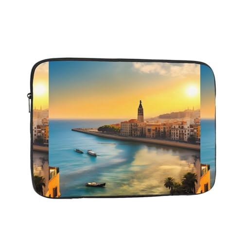 Sunset in Barcelona Laptop Sleeve Case 12 Inch Suitable for Notebook Computer Tablet Traveling Carrying Simple Case