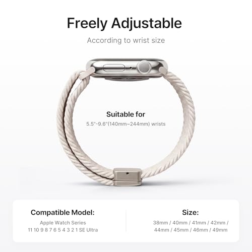 2Pack Braided Magnetic Bands for Apple Watch Ultra 1 2 3 4 5 6 9 8 7 9 10 11 SE, Adjustable Stretchy Nylon Loop Straps for iWatch 49mm 46mm 45mm 44mm 42mm 41mm 40mm 38mm, Men Women — view 2