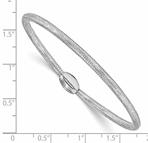 Lex & Lu 14k White Gold Polished Mesh Stretch Bracelet2