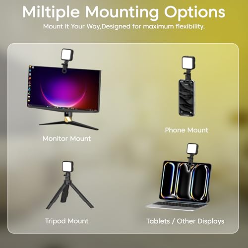 Image of Sounce LED Video Light for Video Shooting YouTube,Zoom Meeting, Photography Lighting with Clip Dimmable and Rechargeable for Camera Selfie Stick Tripod Laptop Cellphone and Other Gadgets