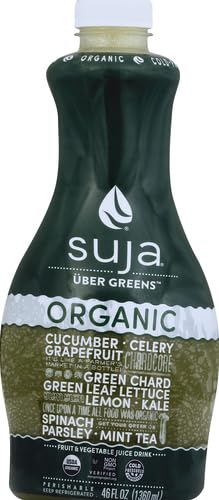 Miniatura 3 de Suja Verdes Uber orgánicos prensados en frío, jugo verde lleno de pepino verde hoja, apio, acelga, lechuga, col rizada y pomelo, vegano, a base de