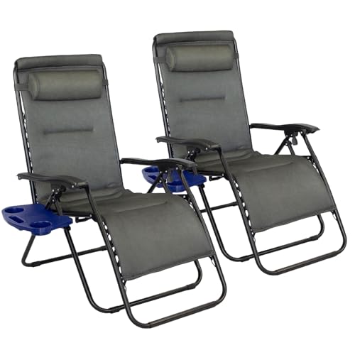Pincho Tumbona Jardin Exterior Plegable de Gravedad Cero - Pack 2 Sillas Acolchadas Reclinables o Hamacas para Playa, Terraza y Camping, Ligeras y Cómodas