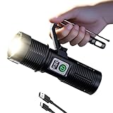 HAUSBELL 3500000 Lumens Rechargeable Flashlight - Worlds Brightest Flashlight, IP65 Waterproof Spotlight with 11 Modes, 1000ft Beam & Power Bank,...