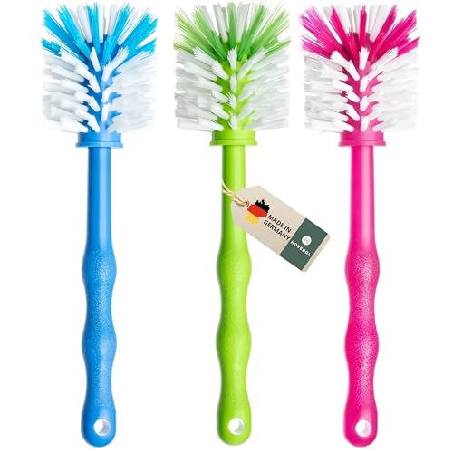 3er Pack Spülbürste für Mixbehälter, Reinigungsbürste perfekt geeignet zum Reinigen von Küchenmaschinen mit Mixbehältern, Standmixer, u.v.m. Zubehör Bürste (1x Blau/ 1x Grün/ 1x Pink)