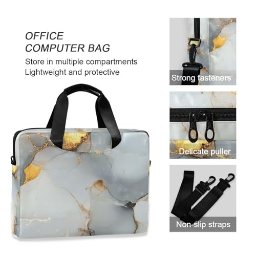 Funda maletín para portátil con patrón mármol gris oro miniatura 6