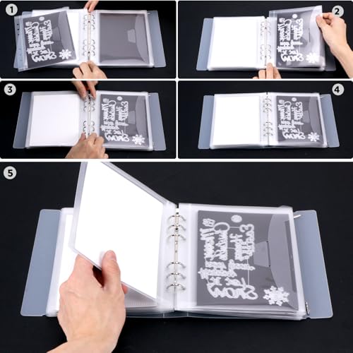 Image of UNIMEIX 12 Pcs Magnetic Sheets for Die Storage with 1 Binder Cover, 2 in 1 Storage Stamp and Die Storage Bags Die Cut Storage Supplies(0.8 mm Thickness,Translucent