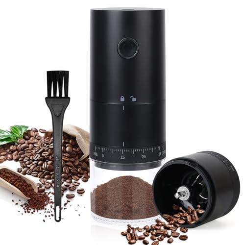 Recopilación de Molinillos de café eléctricos con cuchilla Top 10. 44 HEEDU Molino de Café Eléctrico, Molinillo de Café Portátil con Núcleo de Molienda de Cerámica y Carga USB, Grado de Molienda Ajustable, Apot para Cafe Italiano, Moka Pot,...