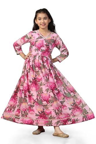 Image of Fashion Dream Girls Floral Georgette Fit & Flare Ethnic Dress|Birthday Maxi for Kids