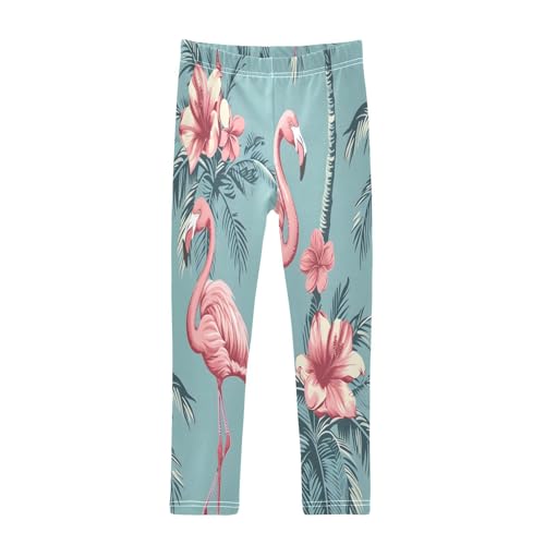 Bolaz Toddler Girls Leggings Printed Yoga Pants Leggings Pink Flamingo and Palm Tree for Kids
