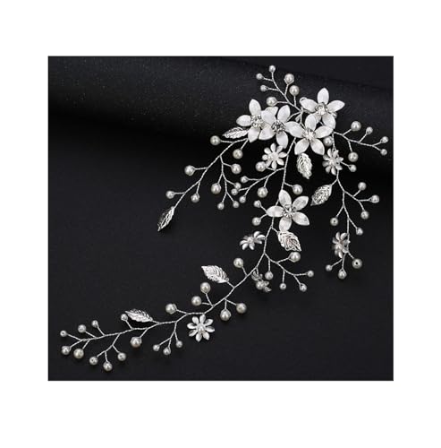 Vigne de cheveux mariage en argent avec perles pour coiffure mariée élégante