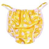 Ania's Poison Sissy Panties Yellow Polka Dot Satin String Bikini Shiny Men's Panties Underwear Bra Mini Skirt S-2X (L)