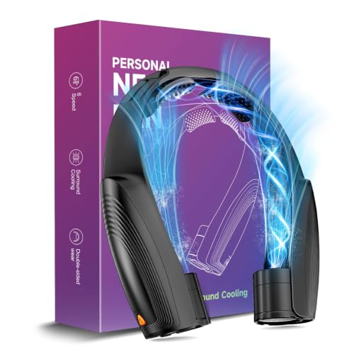 Image of AI Portable Neck Fan with 6 Powerful Speeds, 8000mAh Battery Operated USB-C Rechargeable Fan, Hands-Free 360 Cooling Neck Fan,Twistable,Ultra-Quiet Personal Fan for Women Men Office Travel(Black) | 20H Runtime, Hands-Free 360 Cooling Personal Wearable Neck Fan, Gift for Women Men Travel Concerts
