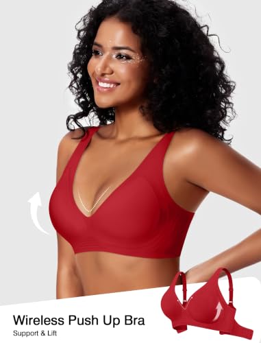Image of Deep V Jelly Bras for Women Wireless Push Up Bralette Seamless Supportive