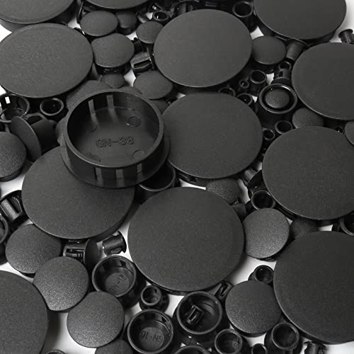 320Pcs 8 Sizes Black Plugs Hole Plastic Hole Plugs Hole Round Plugs, Plastic Hole Cover Snap In Locking Hole Plugs For Kitchen Cabinet Furniture (3/16“, 1/4“,5/16“, 3/8“,1/2“, 5/8“, 1“, 11/2“) #TOP2