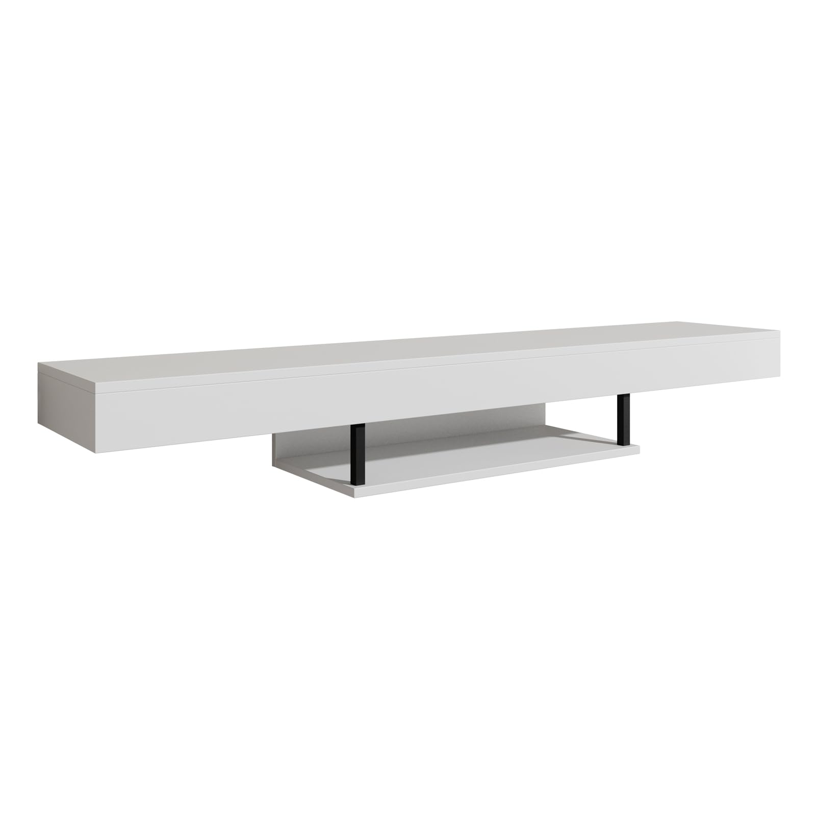 MB Muebles Bonitos, Mobile TV Sospeso a Parete Aydin, Soggiorno Moderno, Melamina, Bianco Opaco, 150x22x29.6cm