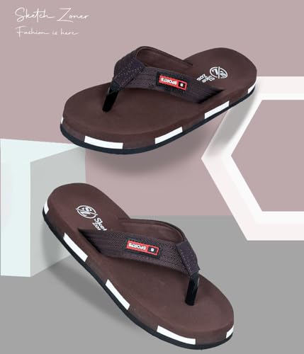 Image of Zebra Mens Rubber Slippers Daily Use Flat Chappals with Anti-Slip Sole Lightweight, Durable & Stylish Footwear