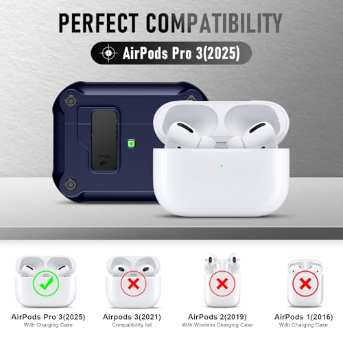 Image of Compatible with Airpods Pro 3 Case(2025),for Airpods Pro 3rd Generation Cases Cover with Keychain Cleaner Kit Soft Silicone Shockproof Cover for Women Men