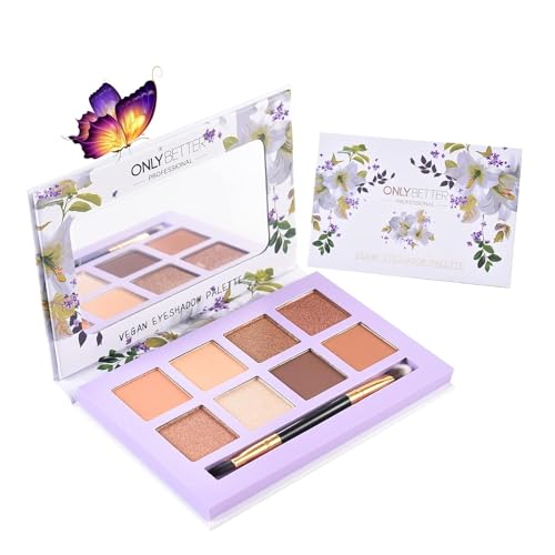 Onlybetter Matte Eyeshadow Palette, Vegan Eyeshadow Palette With Brush, 8 Shades Nude Eyeshadow Palette High Pigmented Organic Eyeshadow Palette Long Lasting Naked Eyeshadow Palette cover