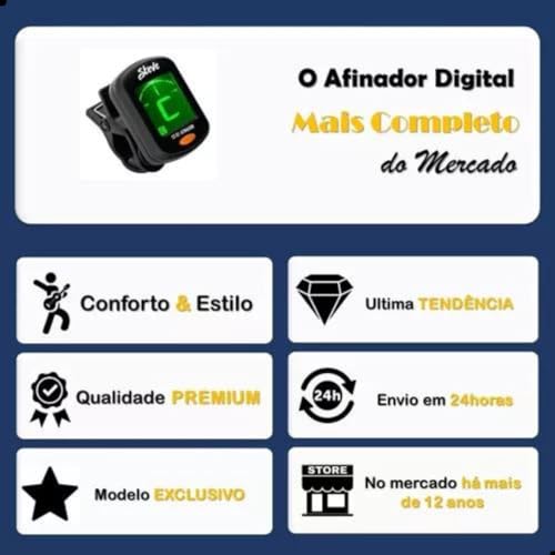 Afinador Digital Para Violão Guitarra Baixo Violino Cavaco