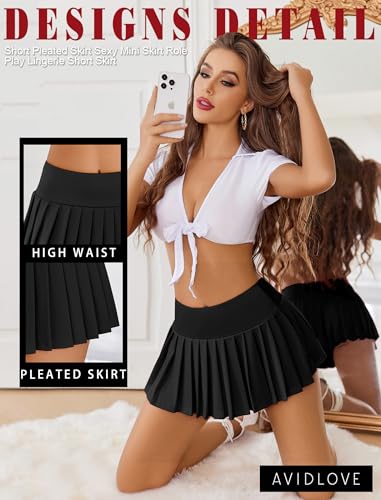 Avidlove Skirts for Women Y2k Mini Skirt Casual Pleated Short Skirts Pleated Cheer Skirt3