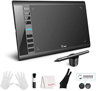Graphics Drawing Tablet, Ugee M708 10x6 inch 3D Drawing Tablet with 8192 Level Batery-Free Pen with Tilt Function, 8 Hot Keys for Digital Tablet for Windows MacBook Chromebook Artist,Designer