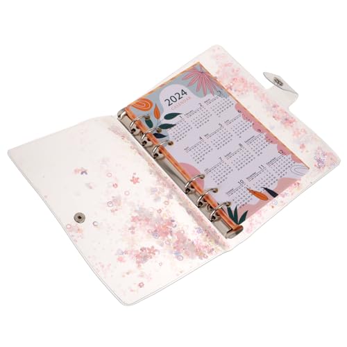 NUOLUX 流沙ダブルバックルルーズリーフノート 軽量持ち運び便利 厚手質 わいいデザイン付き 旅行記録や日記に