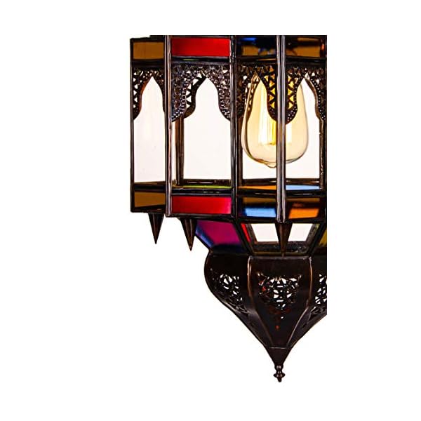 Orientalische Lampe Pendelleuchte Bunt Alia 50cm E27 Lampenfassung | Marokkanische Design Hängeleuchte Leuchte aus… – Bild 5
