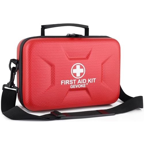410 Piece Waterproof Hard Shell First Aid Kit for Home, Car, Travel, Camping, Truck, Hiking, Sports, Office, Vehicle & Outdoor Emergencies – Emergency Medical Kits (Red)