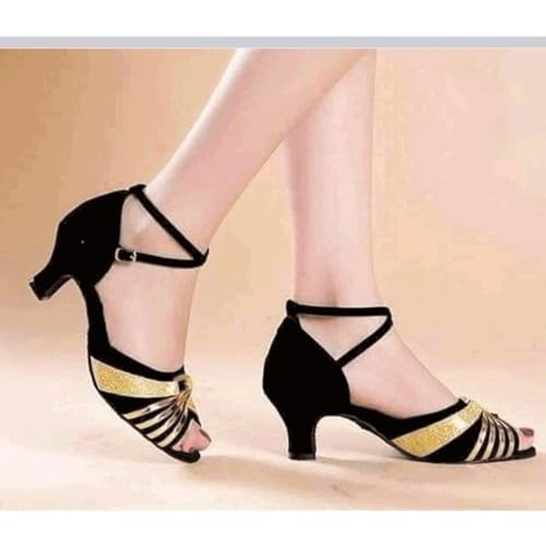 Chaussures de danse latine en daim bout ouvert pour tango salsa - 3