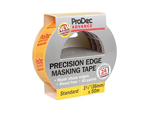 ProDec Advance 36mm (1.5 inch) x 50m Precision Edge Multi Surface Painters Masking Tape for Razor Sharp Lines with No Paint Bleed For Indoor Painting and Decorating Compatible with All Paints, 1.5