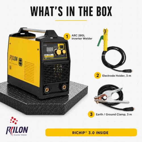 Image of Rilon ARC 280L Inverter Welding Machine | Dual Voltage MMA Welder | IGBT Technology | 220 /380V | Ideal for Industrial Fabrication | Includes Electrode Holder & Earth Clamp